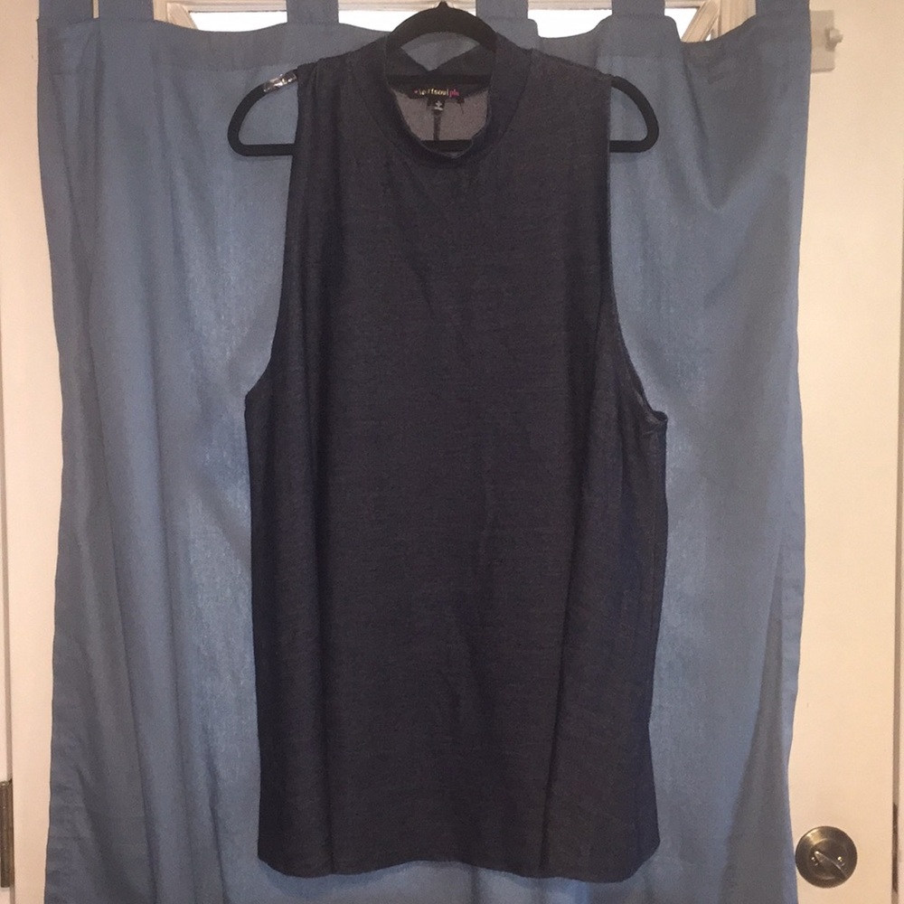 Navy High Neck Top